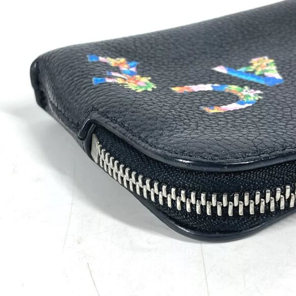 VERSACE Large logo Wallet Coin Compartment Zip Around coin purse Leather Black - Picture 5 of 14